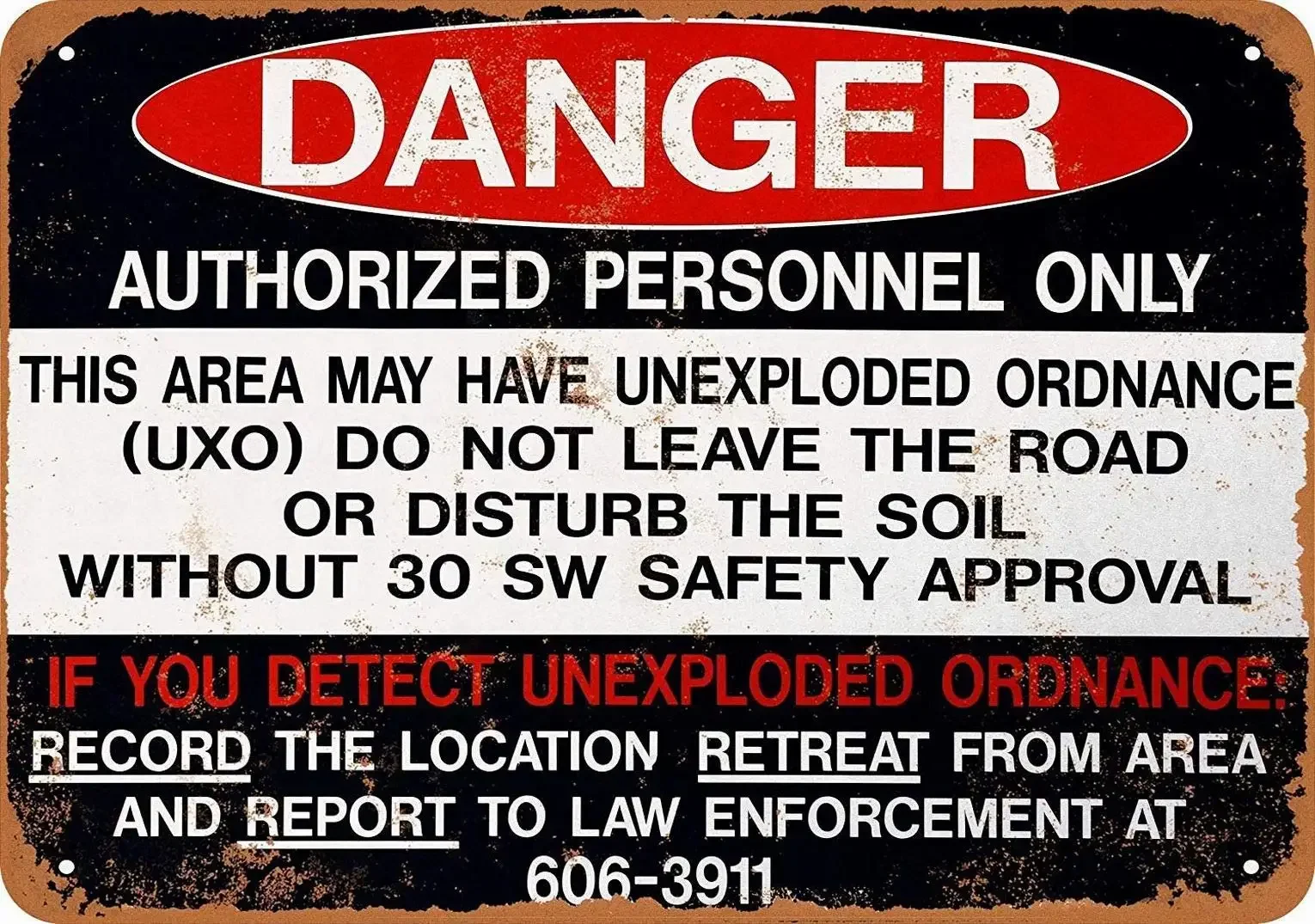 

Fsdva 8 x 12 Metal Sign - Danger Unexploded Ordinance - Retro Wall Decor Home Decor