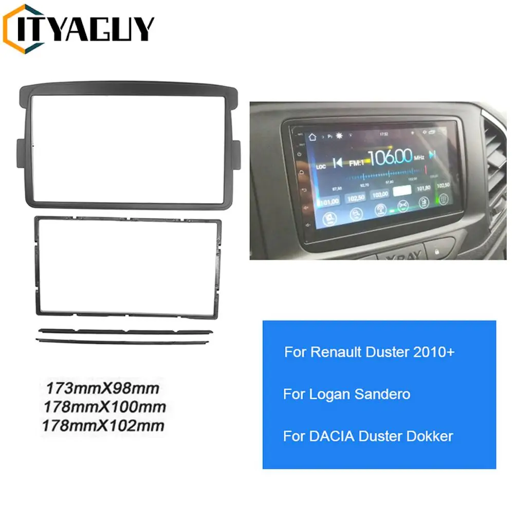 2din Car Radio Fascia Frame Kit For RENAULT Duster 2010+  Logan Sandero DACIA Duster Dokker