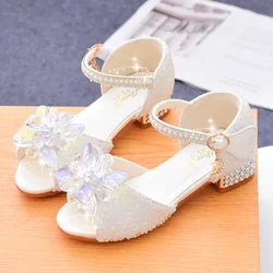 Summer Girls Sandals Princess Shoes Children's High Heels Girls Fashion Crystal Model Catwalk Host Student Performing Shoes