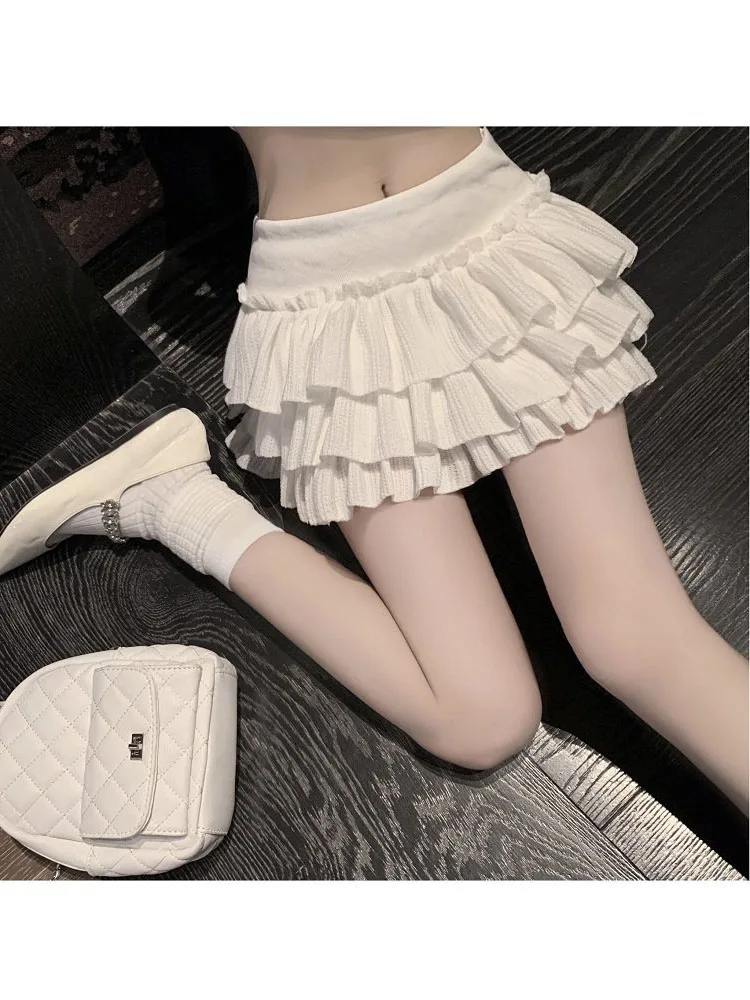 

Pure Desire Sle Pleated ort Skirt Women's High Waist Slimming White Cake Skirt Trendy Skirt Pants Polyester Fiber