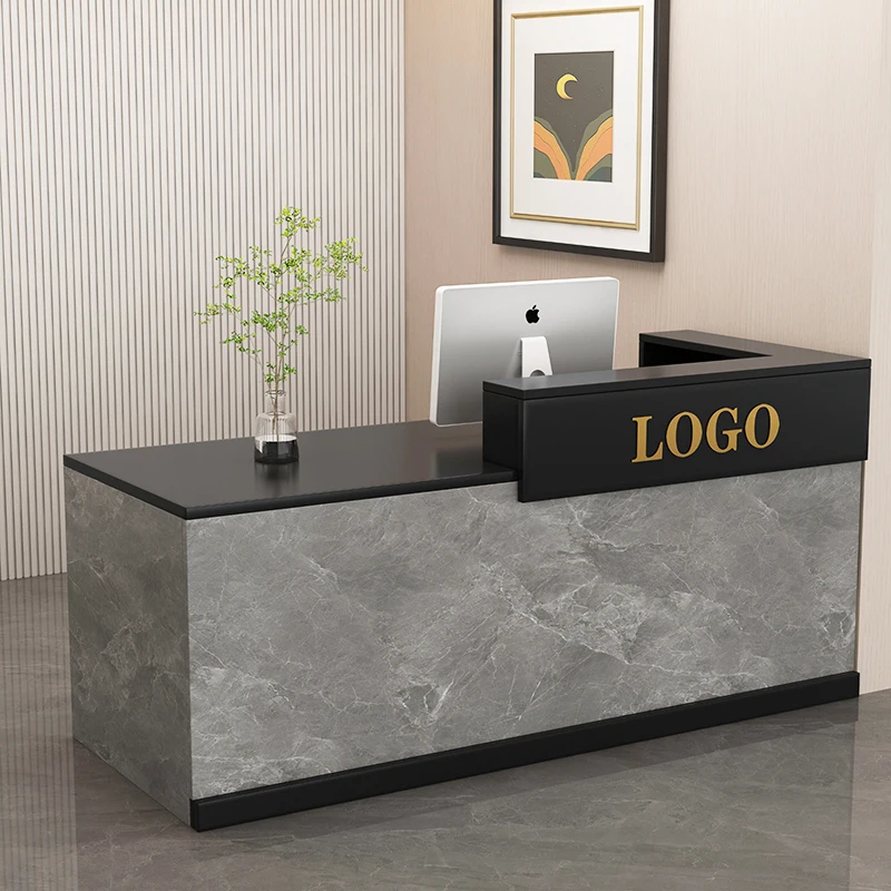 

Black Luxury Reception Desks Cheap Design Storage Long Modern Reception Desks Drawer Classic Empfangs Tresen Office Furniture