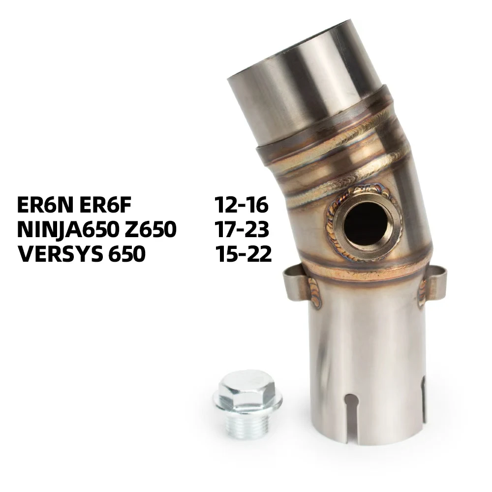 

For ER6N ER6F NINJA650 Z650 VERSYS650 Motorcycle Exhaust Stainless 51mm Middle Link Adapter Pipe with Oxygen Screw Escape