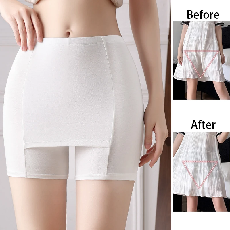 1pcs Women Double Layer Safety Panties Boxer High Waist Protective Underwear Seamless  Protective Shorts Pants Under the Skirts