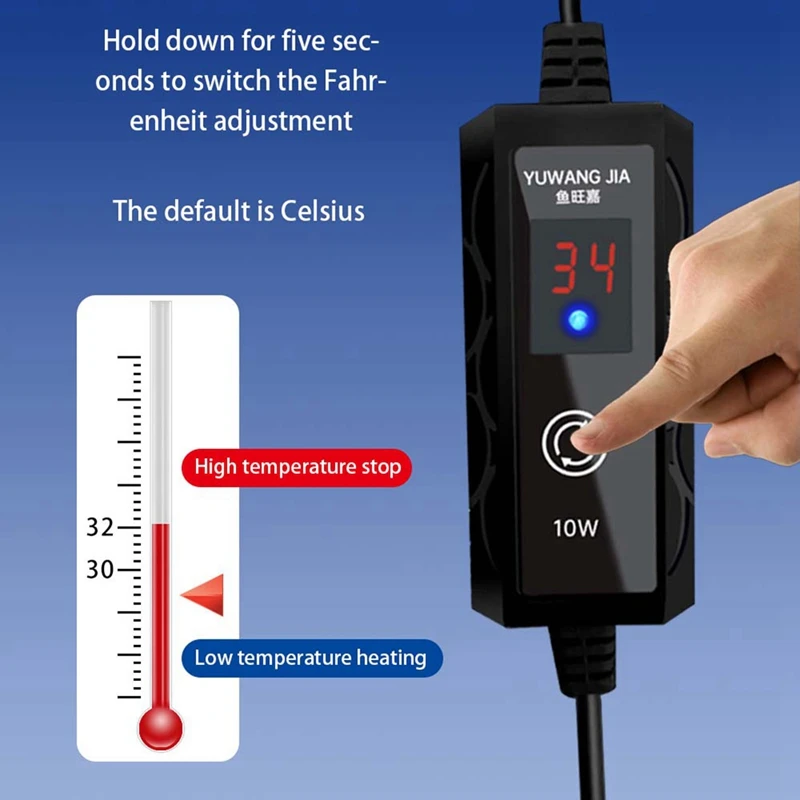 Mini asta di riscaldamento per acquario piccolo serbatoio di pesce Mini riscaldatore riscaldatore termostato di ricarica USB 15-34 ℃ temperatura regolabile