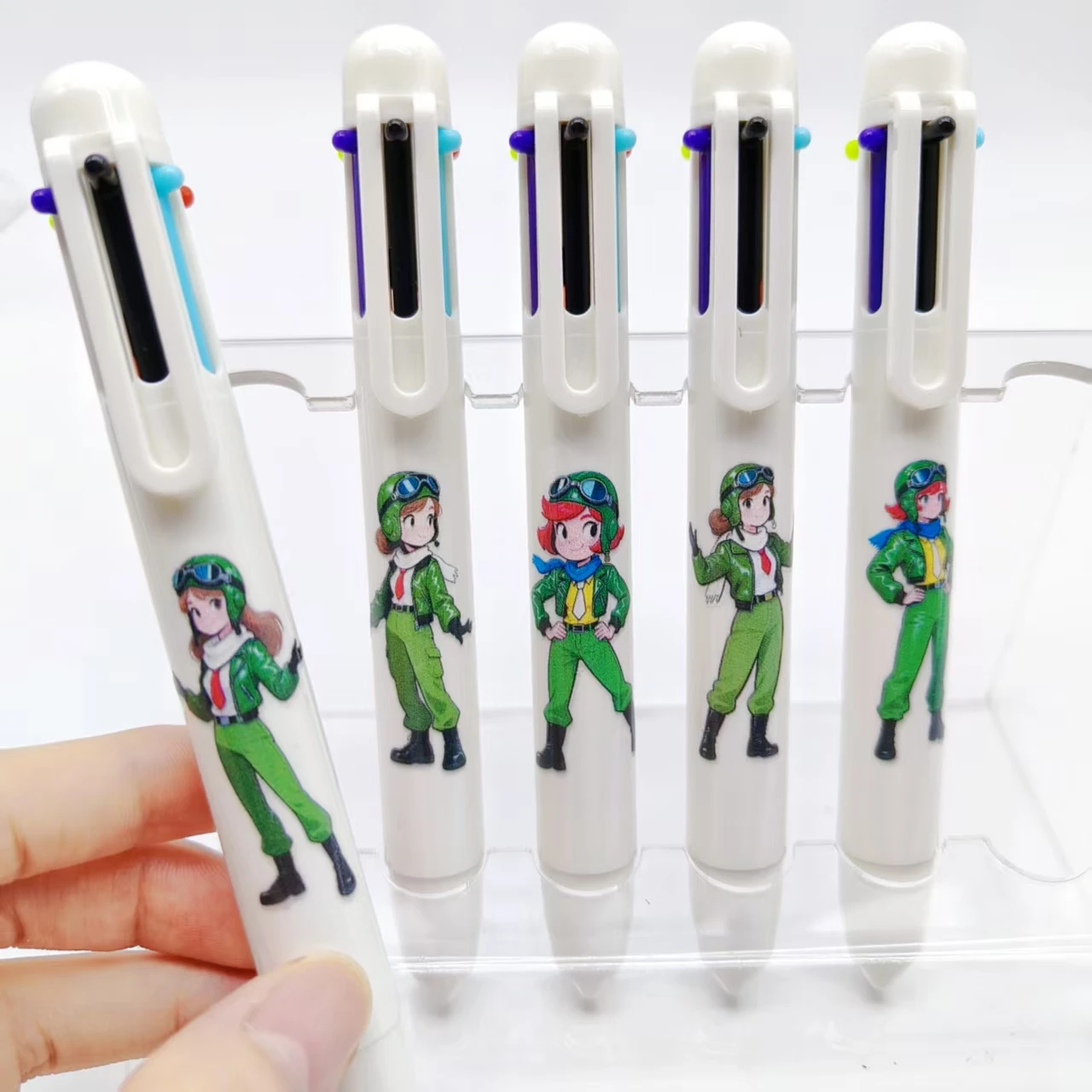 

8 шт./13 шт., белая серия, женская шариковая ручка с рисунком пилота, крутая женская многоцветная ручка-пилот 6 в 1