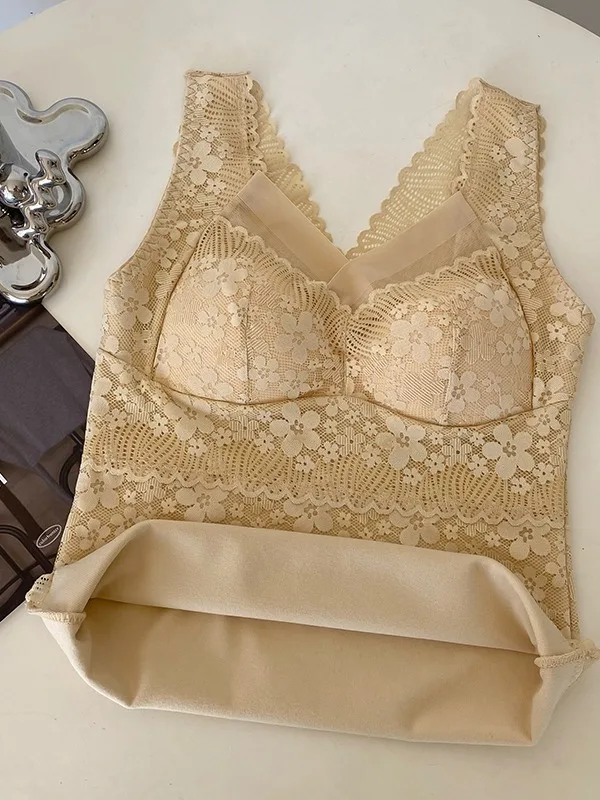Cseta Térmica de Veludo Quente para Outono e Inverno, Lingerie Fena de Tamanho ande, Sem Sutiã, Cseta Base E