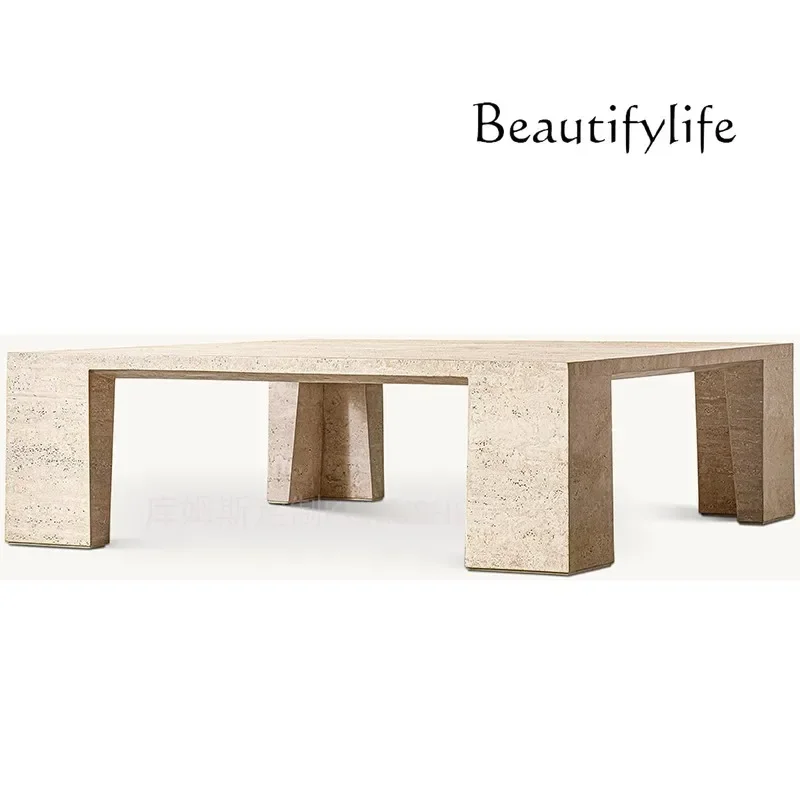 

DS Natural Travertine Coffee Table Designer Villa Living Room Home Retro Stone Personalized Coffee Table Medieval Tea Table