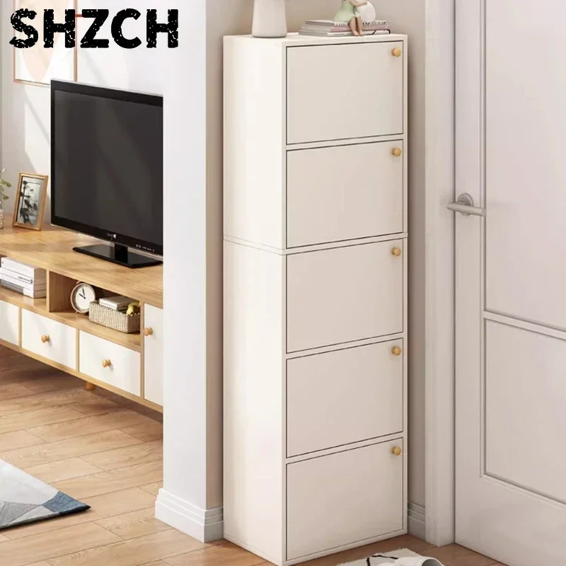 New Home Shoe Cabinet, 2025 Trending Corridor Storage Unit, Simple Small Space Shoe Rack, Narrow Single-Door Storage Shelf