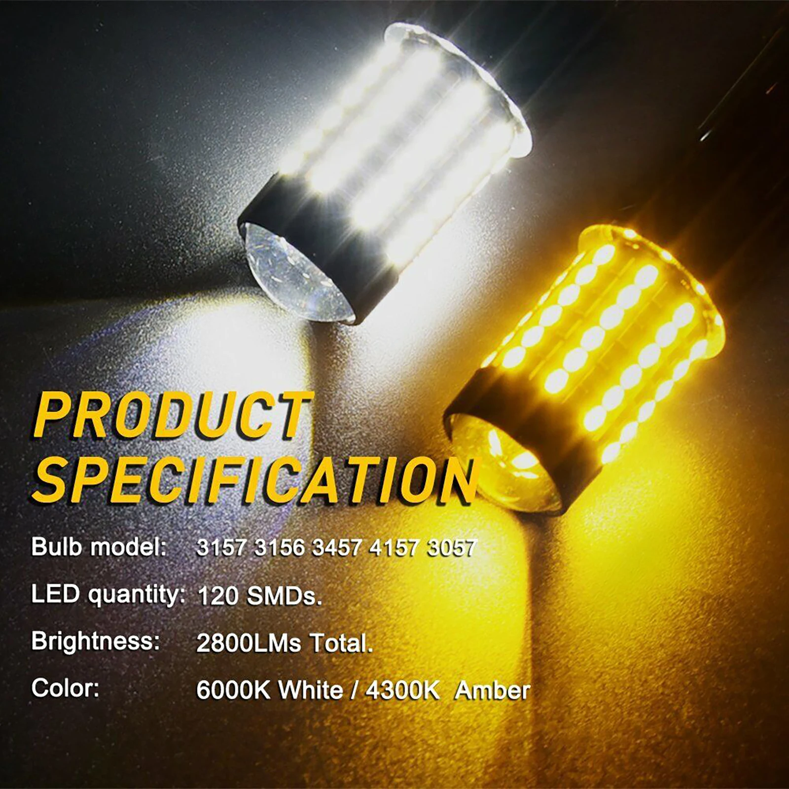 2 Stück/Set 3157 4157 Switch back LED zweifarbig weiß bernstein farben Auto lichter LED Blinker Lampe Anti Hyper Flash 120 smd Glühbirnen