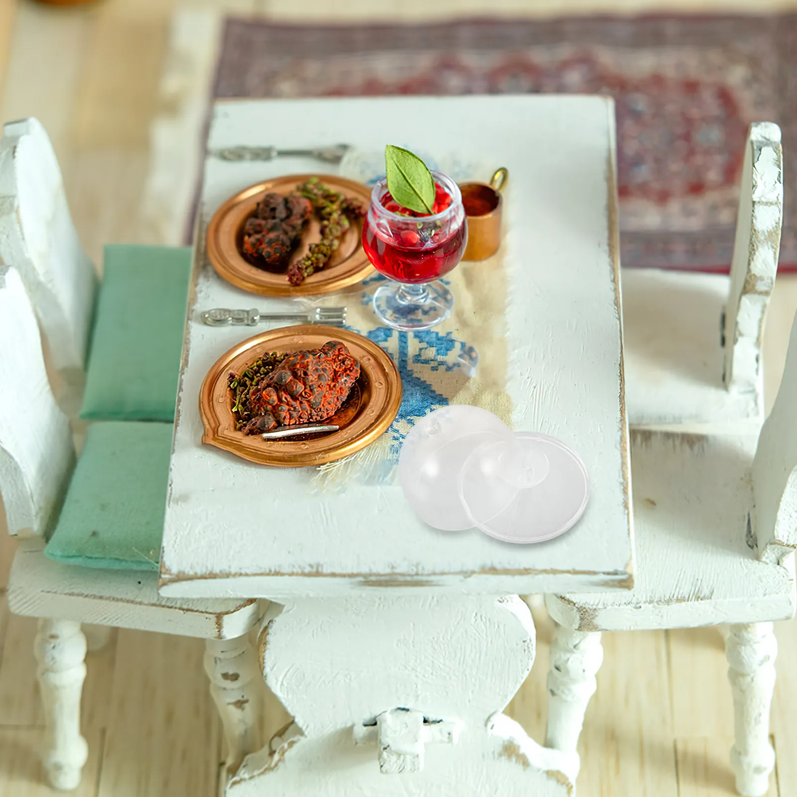 

5Pcs Mini Dessert Stand Transparent Cake Plate for Miniature Kitchen Play Reusable Snack Display Case Lightweight Cupcake Holder