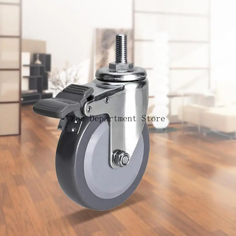 PU Polyurethane tread Universal wheel/casters,with brake,M12X25,Wearable,impact-resistant, ground protection furniture casters