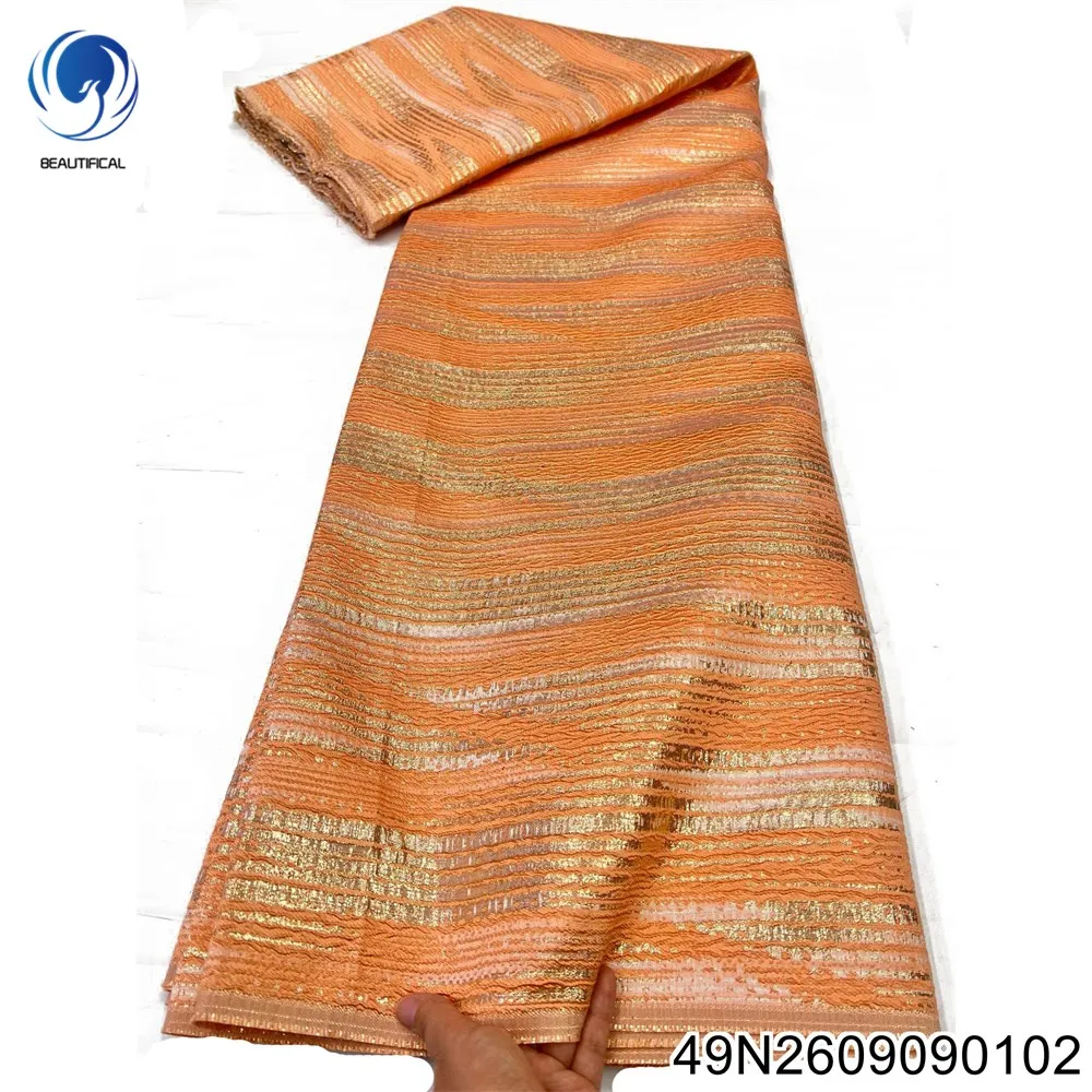 2026 New Exquisite and Elegant Striped Nigerian African Jacquard Lace French Wedding Fabric 49N26090901