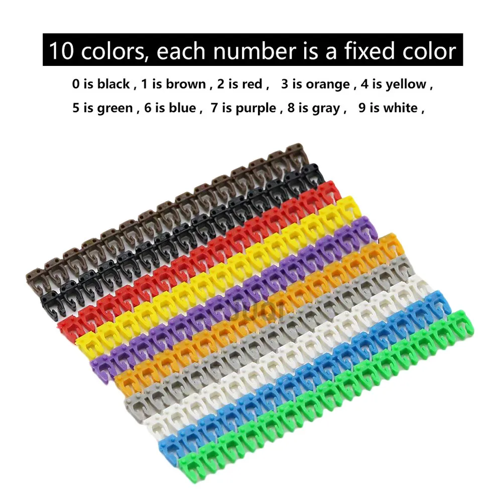 150PCS M-0 0-9 0.75mm2-1.5mm2 Colored Arabic Numerals M Type CAT 5 Clip Cable Wire Marker 0 to 9 Label Tube Cable Marker