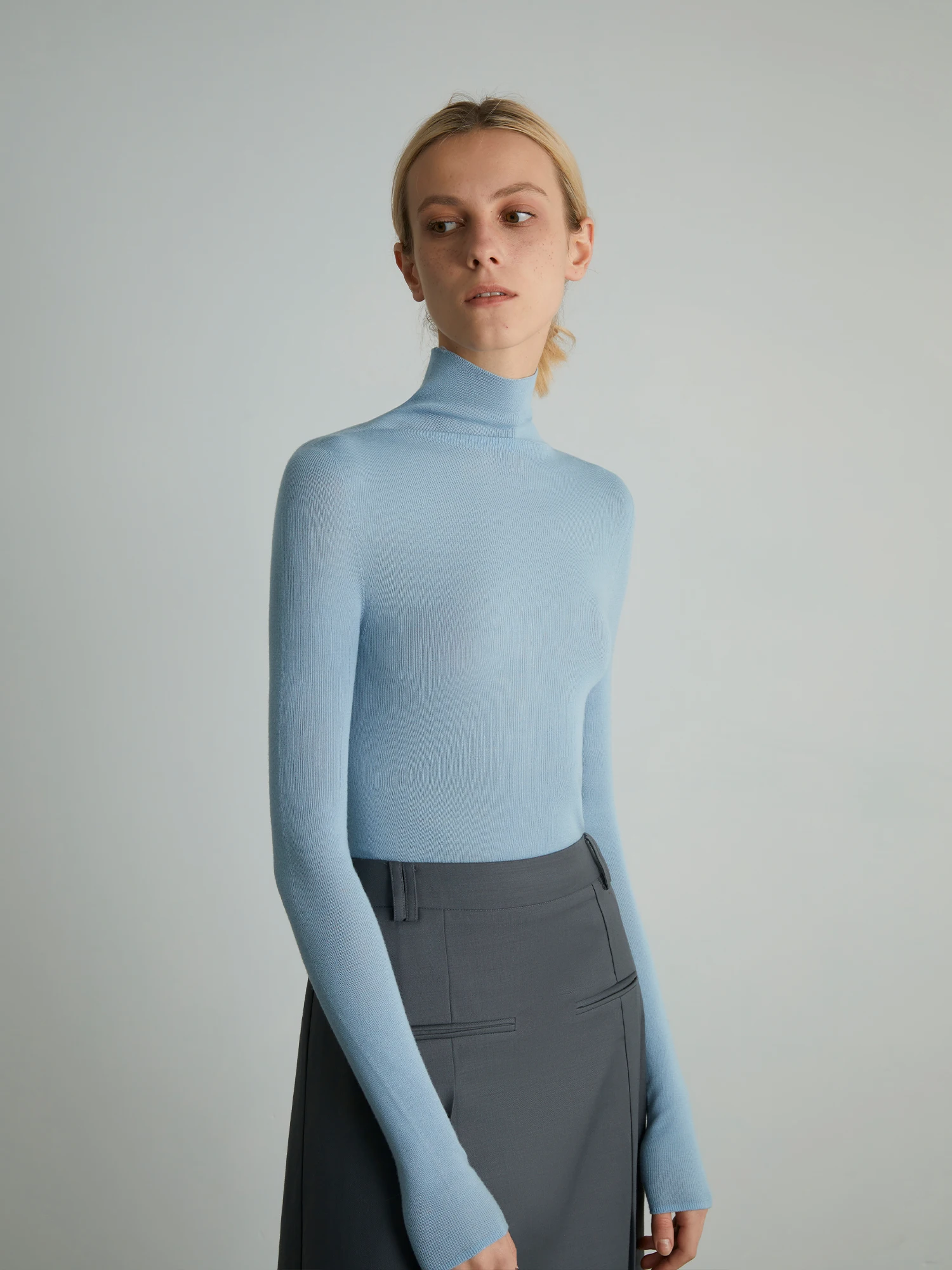 

High Quali Long Sve High Ne Вязаная основа для женщин hine Waable Sl LeTrans 20S Sle Commute Simple D...