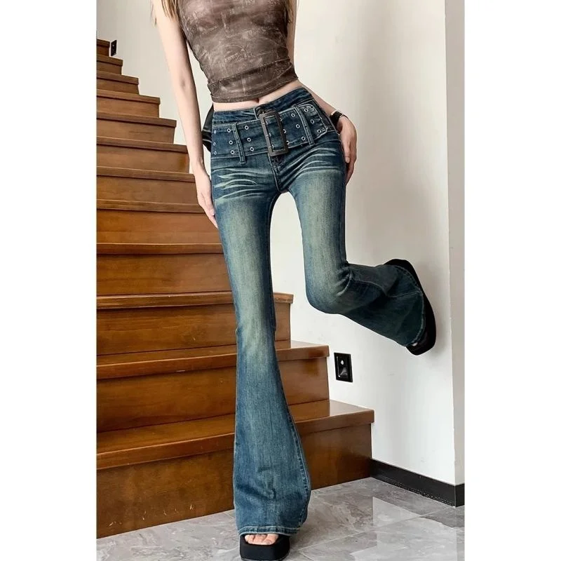 

Женские джинсы Slim Fit с высокой талией и широкими штанинами, весна-осень, эластичные, из денима, повседневные, однотонные, летние, модные, для студентов