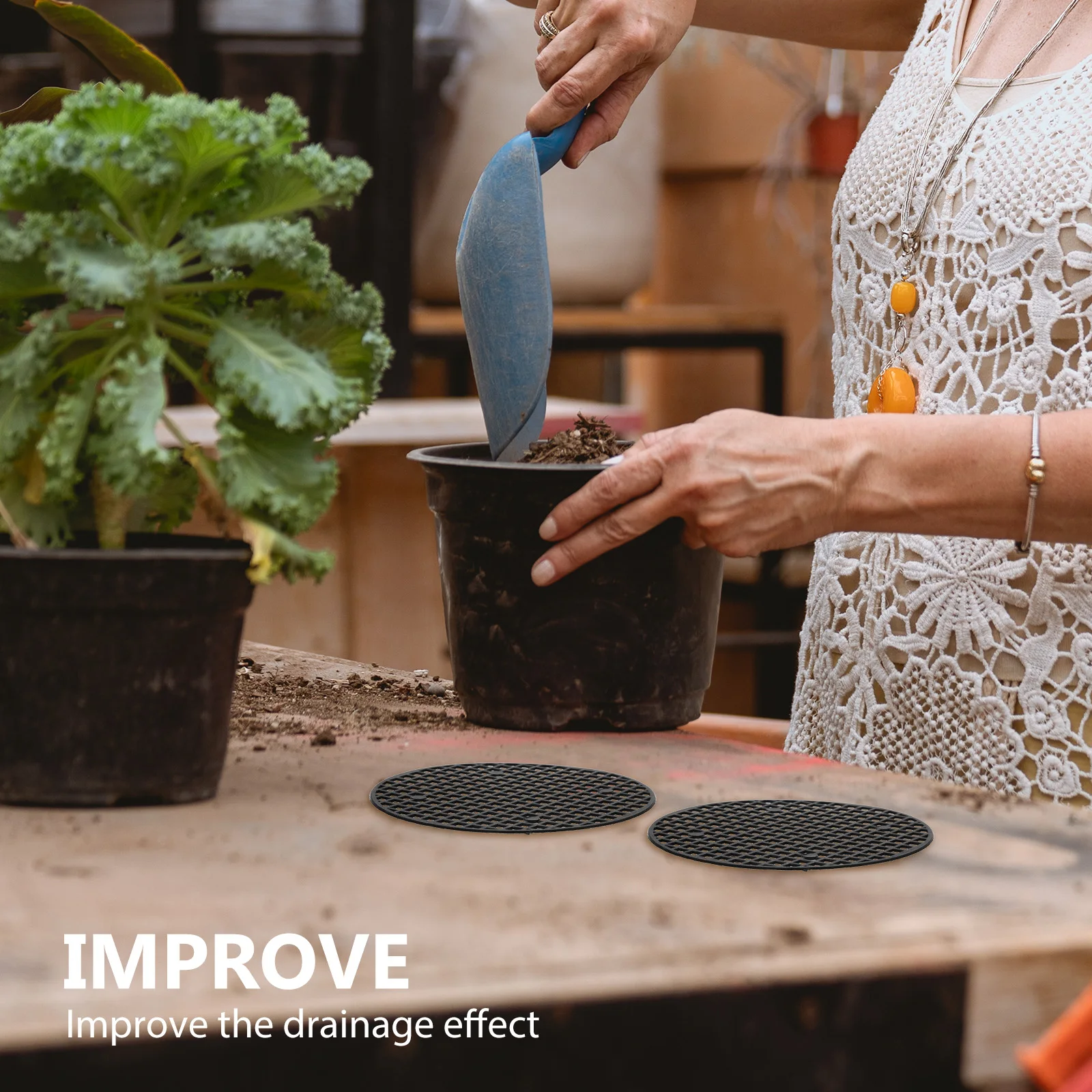 

100pcs Flowerpot Mesh Pad Round Bonsai Drainage Mat For Plant Pot Bottom Hole Filter Succulent Planter Base Cushion Garden Pad