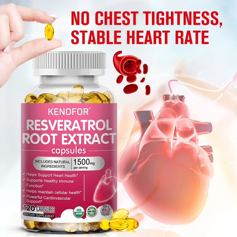 

Resveratrol Capsules - Contains Brain-Supporting Antioxidants - Promotes Cardiovascular Health - Maximum Benefits