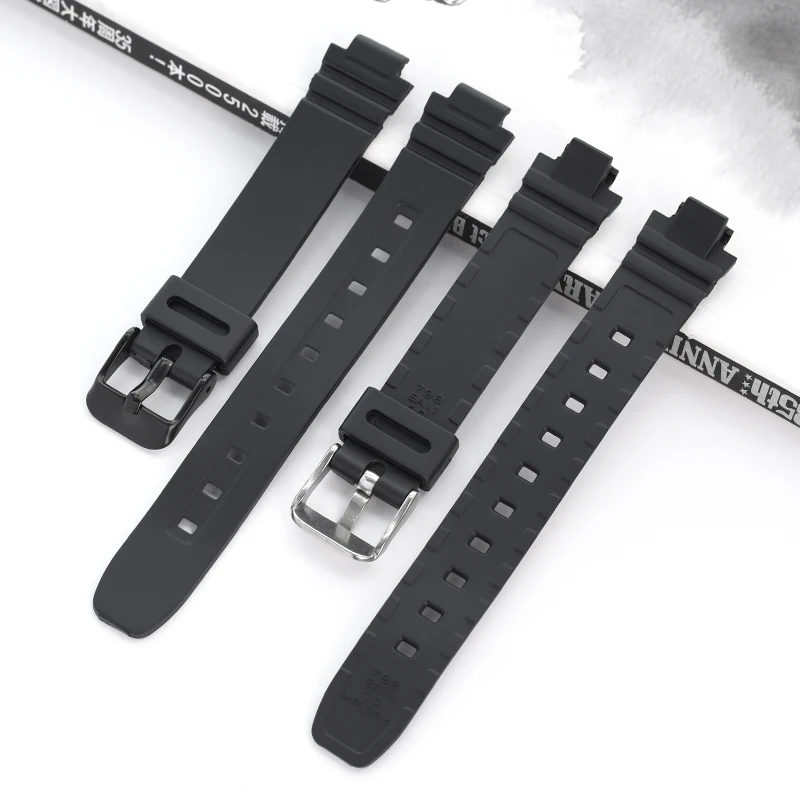 Strap for Casio LA-20WH Black Resin TPU Watch Band Women Sports Waterproof Silicone Stainless Steel Pin Buckle Bracelet 10mm