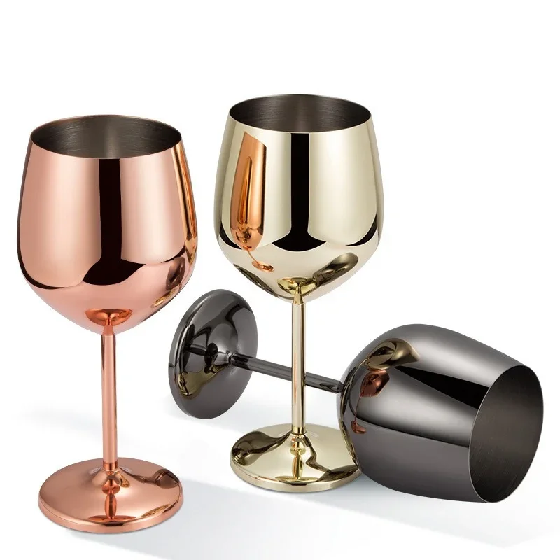 500ML Stainless Steel Goblet Red Wine Cocktail Glass Unbreakable Metal Tall Champagne Glass Bar KTV European Style Goblet Glass