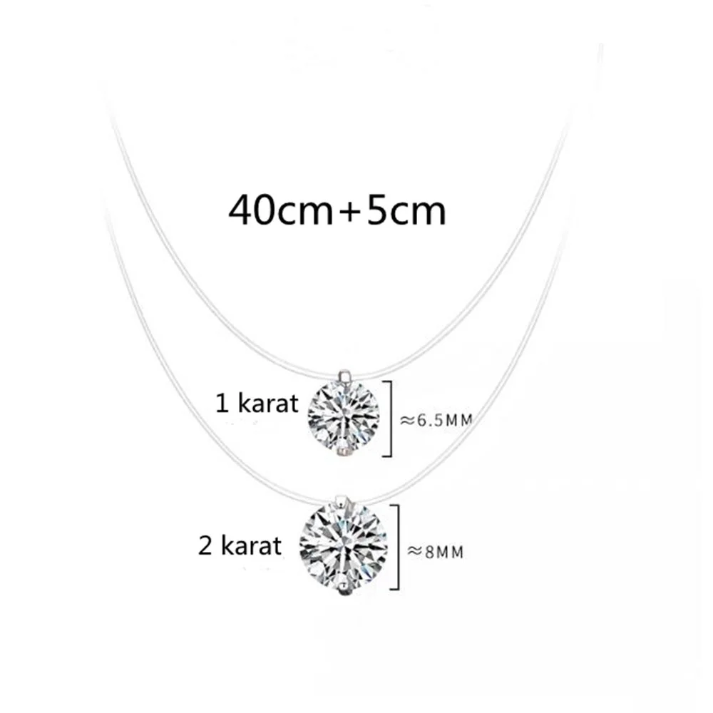 

Женское ожерелье из стерлингового серебра 925 пробы с разрывом русалки, невидимая рыбья леска, кулон из муассанита, ювелирные изделия