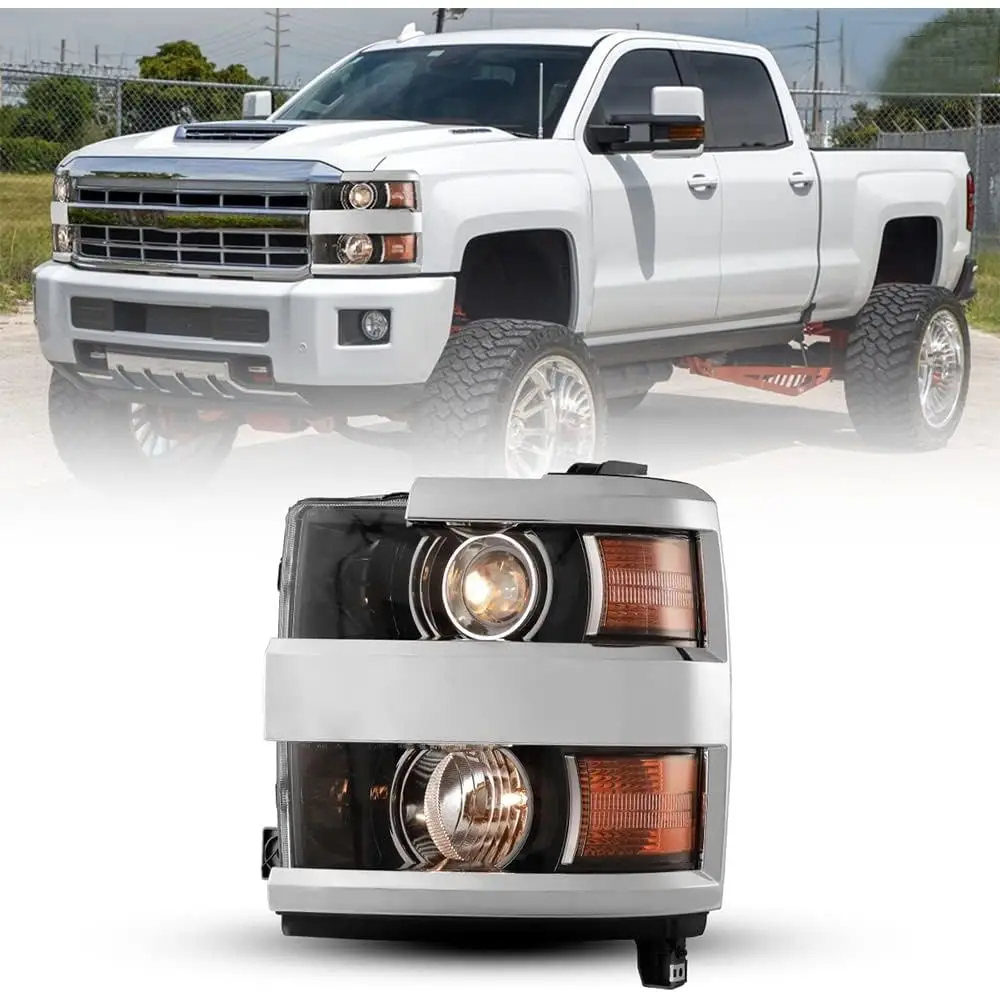 

Headlights Compatible with [2015 2016 2017 2018 2019 Chevrolet Silverado 2500 3500] Headlights Dual Beam Turn Signal Headlamps S
