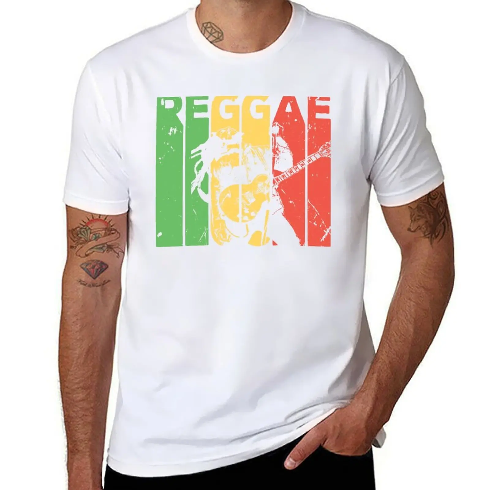 Reggae Rasta Vintage T-Shirt black cotton t-shirt plain for man package cotton t shirts high quality T-Shirt
