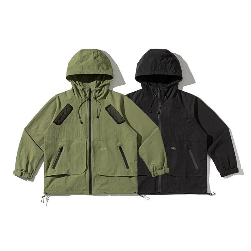 

Men's Outdoor Waterproof Workwear Jaet Spring 2024 Casual Hooded Leisure Workwear Coat Japanese Sle Long Sve Zipper