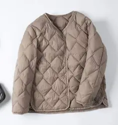 Chaquetas de plumón de pato para mujer, abrigos cortos finos de talla grande, Tops cálidos, ligeros, Otoño e Invierno