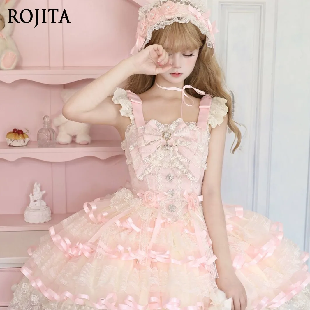 

Ballet Style JSK Strap Dress for Women Summer Dress Original Design Sweet pink Lolita Dress