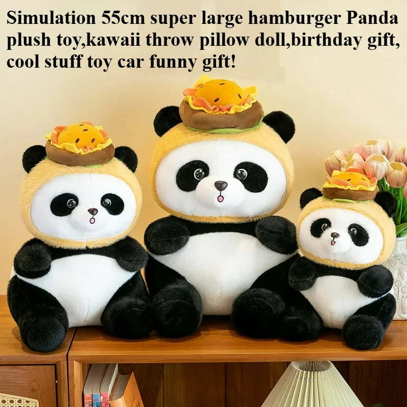

Крутые вещи, праздничный забавный подарок-55 см, супер большая плюшевая игрушка-гамбургер, панда, кавайный аниме-плюш, коллекционный орнамент, игрушки для детей