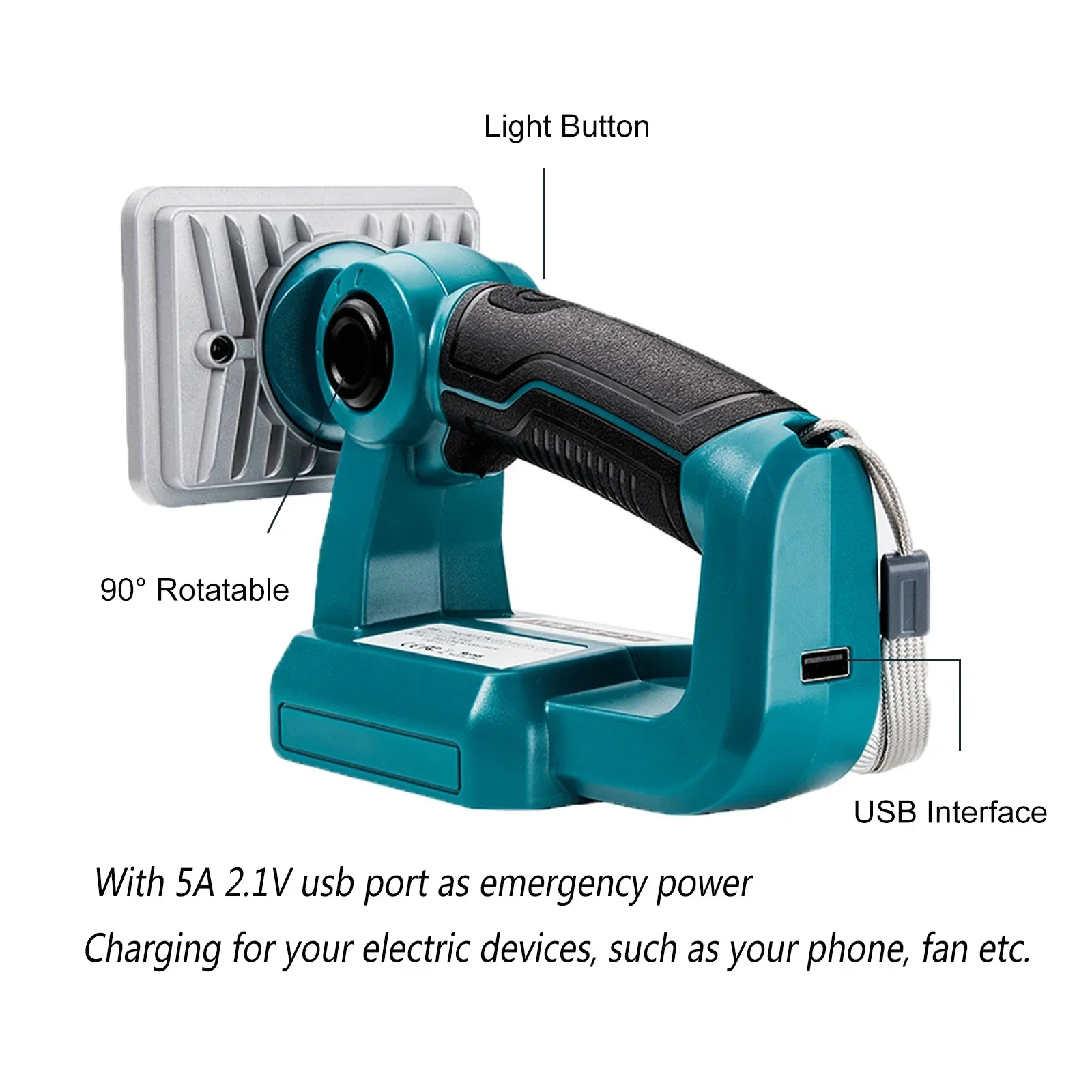 3Inch 9W Led Werk Licht Zaklamp Zaklamp Spotlight Draagbare Outdoor Noodlamp Voor Bosch 18V Li-Ion Batterij