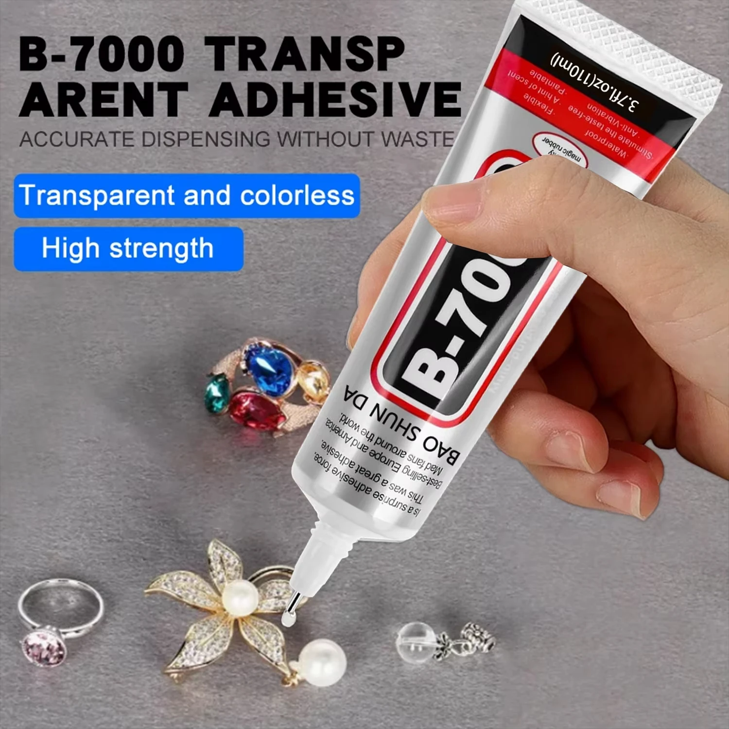 Cola transparente B7000, com ponta de precisão, cola para strass, cola para artesanato com strass, cola para joias, cola para processamento de joias.