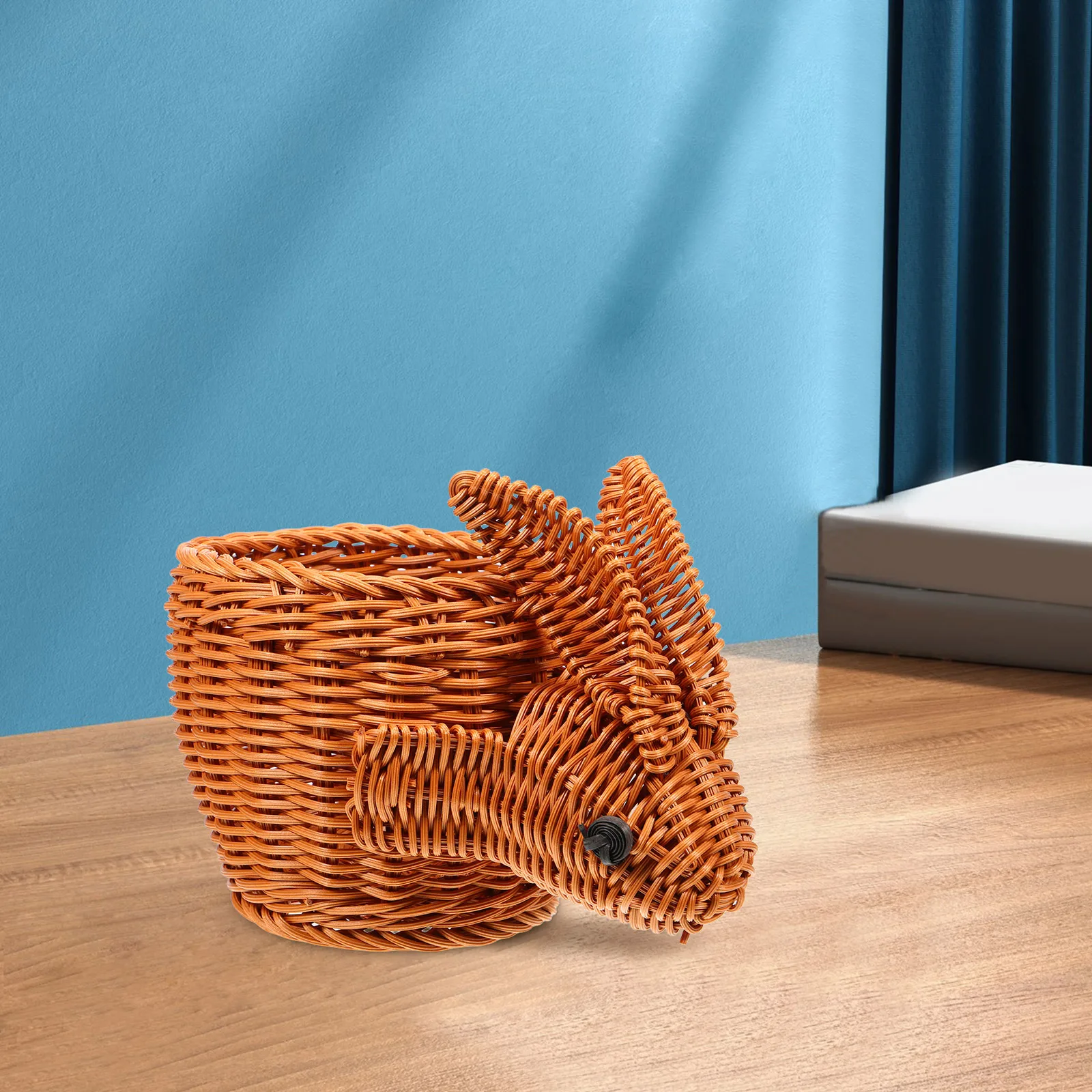 

Cute Animal Storage Basket for Home Decor Multipurpose Woven Organizer Lightweight Portable Handmade Fruit Toy Basket Kids