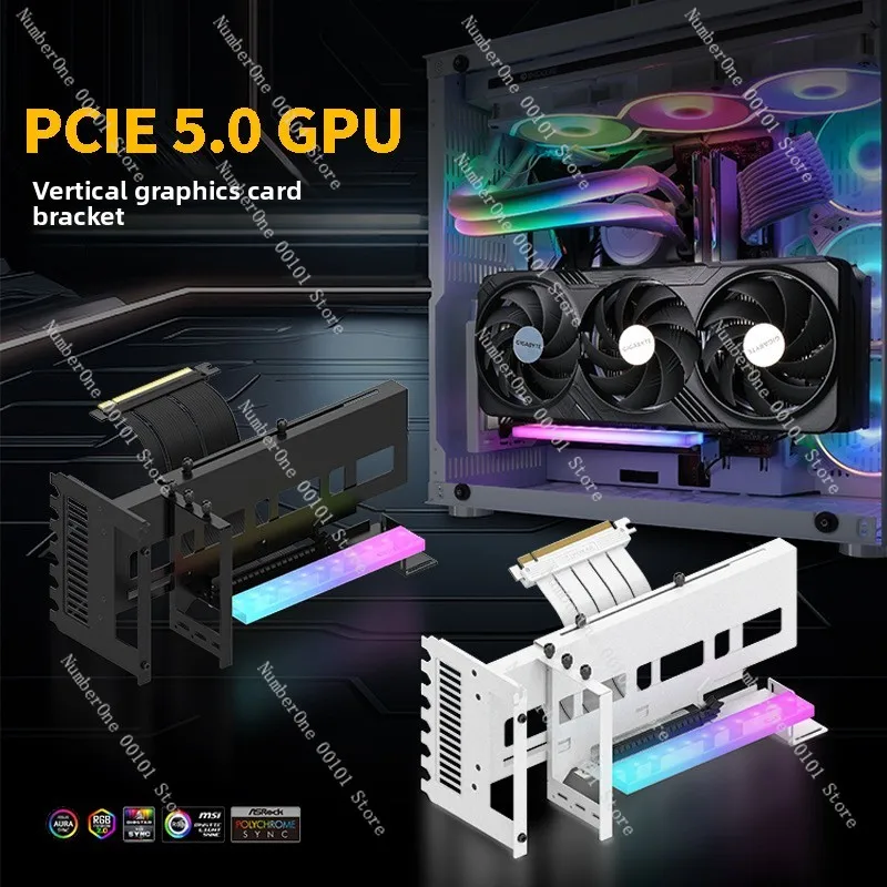 PCIE 5.0/4.0 Graphics Card Vertical Bracket 90 Degree Extension Cable Full Speed for ITX