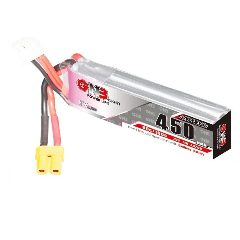 Prise de XT30U-F de batterie Lipo GNB 7.6V 2S 450mah 80C/160C HV pour iFlight Cineéquation mod ymodel Crux3 BetaFPV FPV Racing Drone