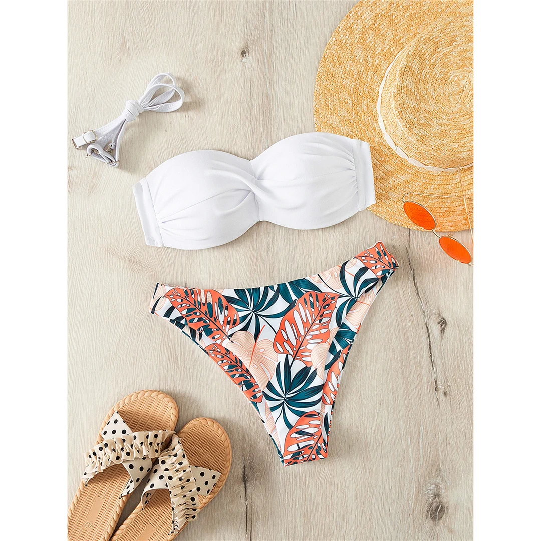 Bikini mit Blumenmuster, Push-up-Badeanzug, Damen-Badebekleidung, zweiteiliges Bikini-Set mit BH-Einlagen, Badeanzug, Badebekleidung, Modell V6296. – Detail 28