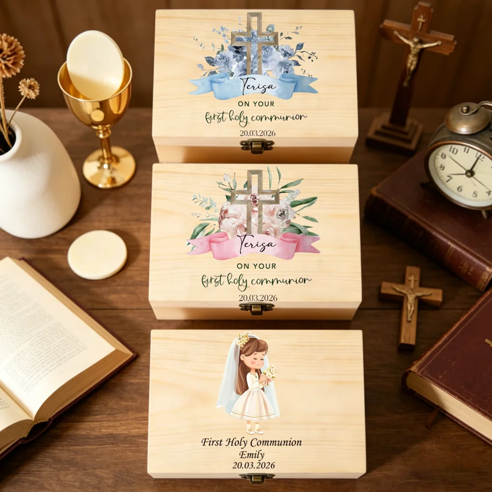 

Personalised First Holy Communion Keepsake Memory Box Baptism Gift First Communion Custom Baby Memory Box Christening Gift