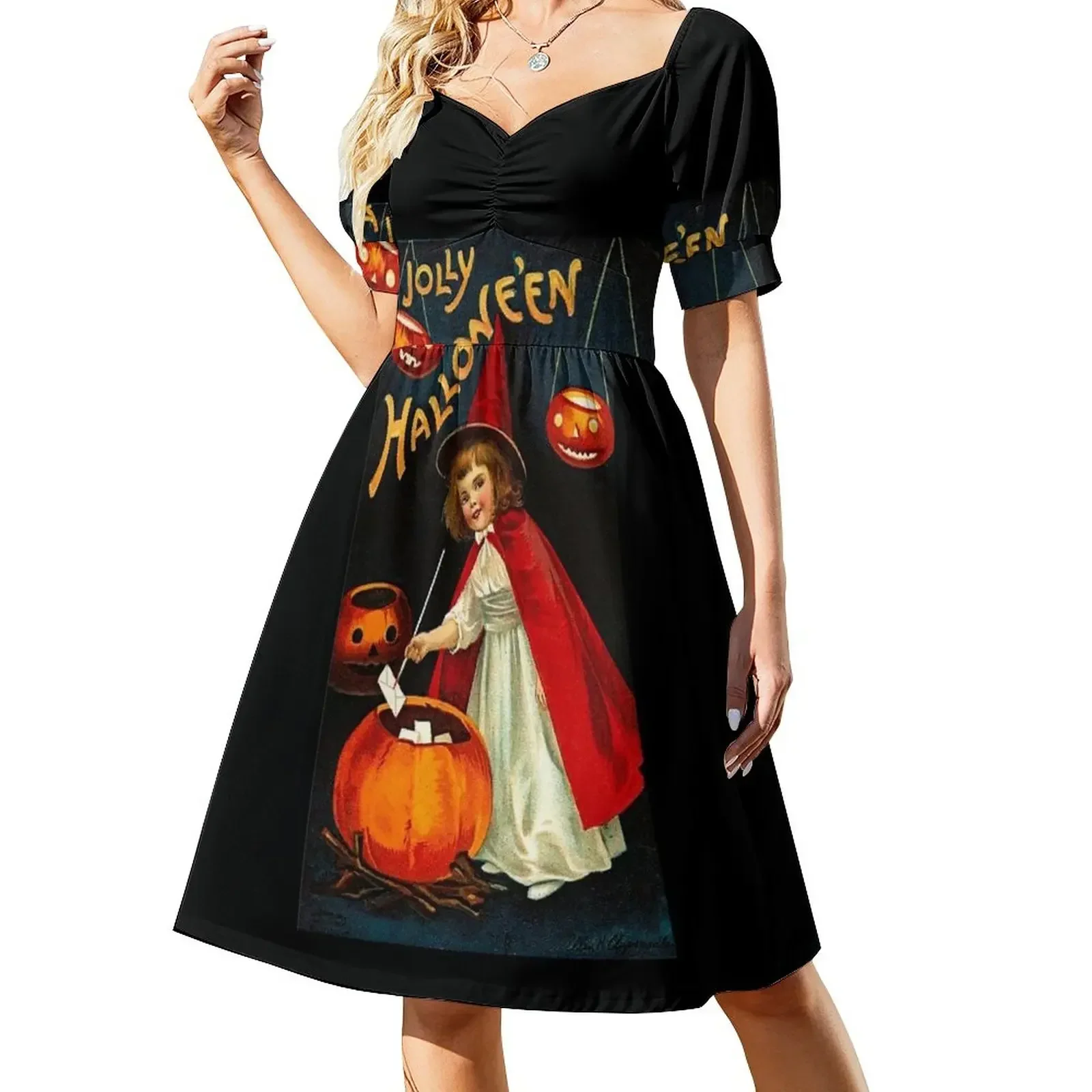 Vintage Jolly Halloween Red Witch Sleeveless Dress loose women's dress elegant women's dresses for wedding Dress