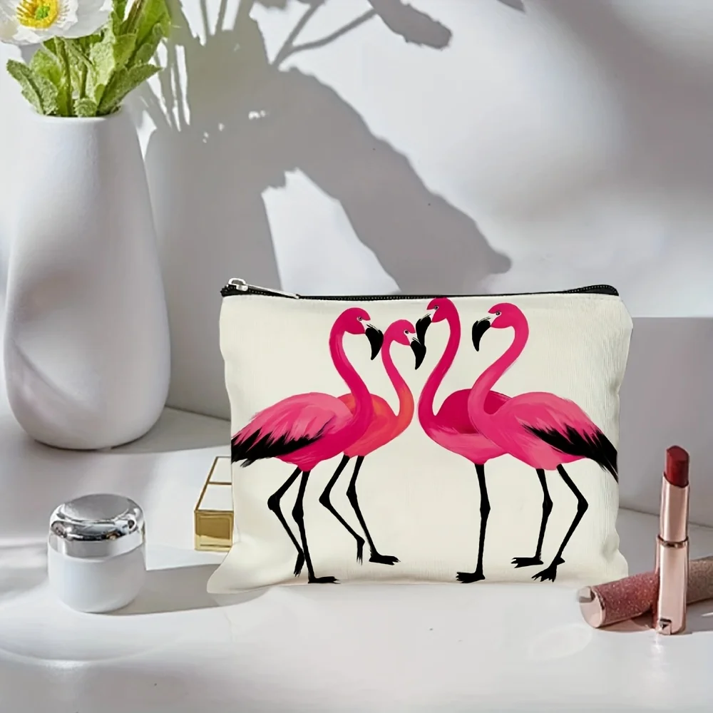 핑크 플라밍고 프린트 메이크업 가방 - 다기능 지퍼 파우치, 보석 보관 가방, 완벽한 여행용 지퍼 소형 보관 가방.