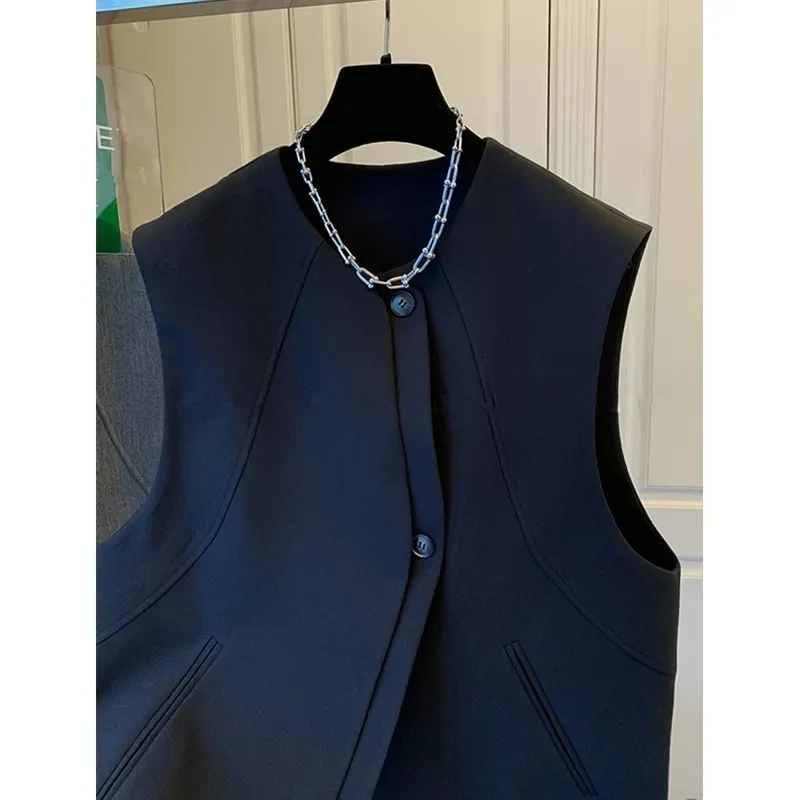 Gilet da donna Nuovi gilet di moda per donna 2025 Cappotto senza maniche autunnale Streetwear Gilet chic Top Cappotto da donna da ufficio