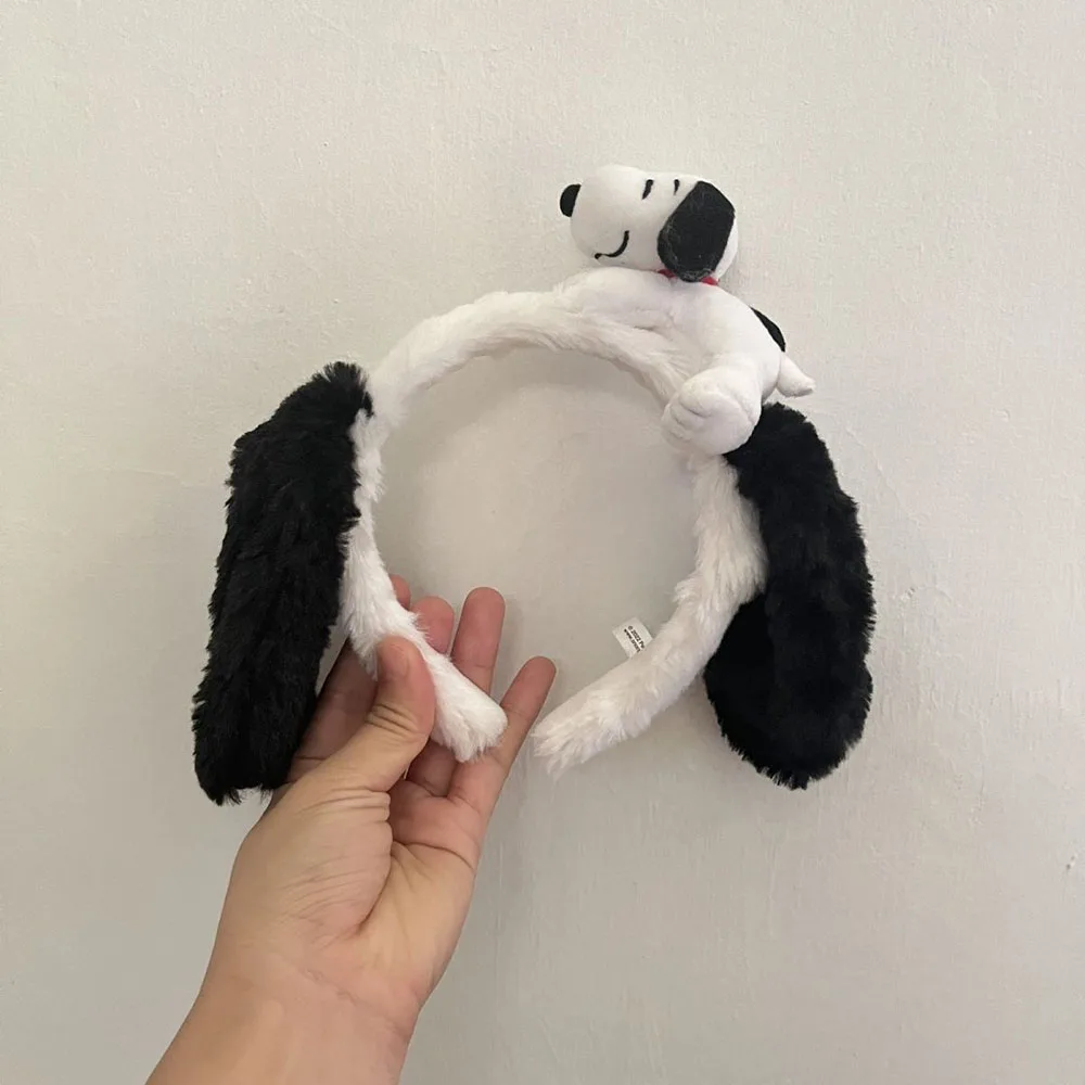 Cartoon Anime Snoopy Girl Wash One \'s Face Non-Slip Headband Plush Stereoscopic Doll Hair Accessories Couple Style Photo Prop