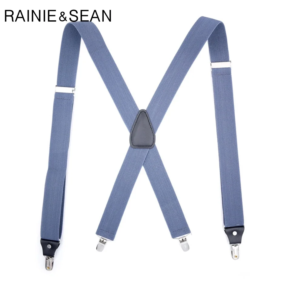 Suspensórios masculinos RAINIE SEAN para camisa marrom 120cm 4 clipes tiras de calças X costas casamento vintage masculino suspensórios cinto elástico