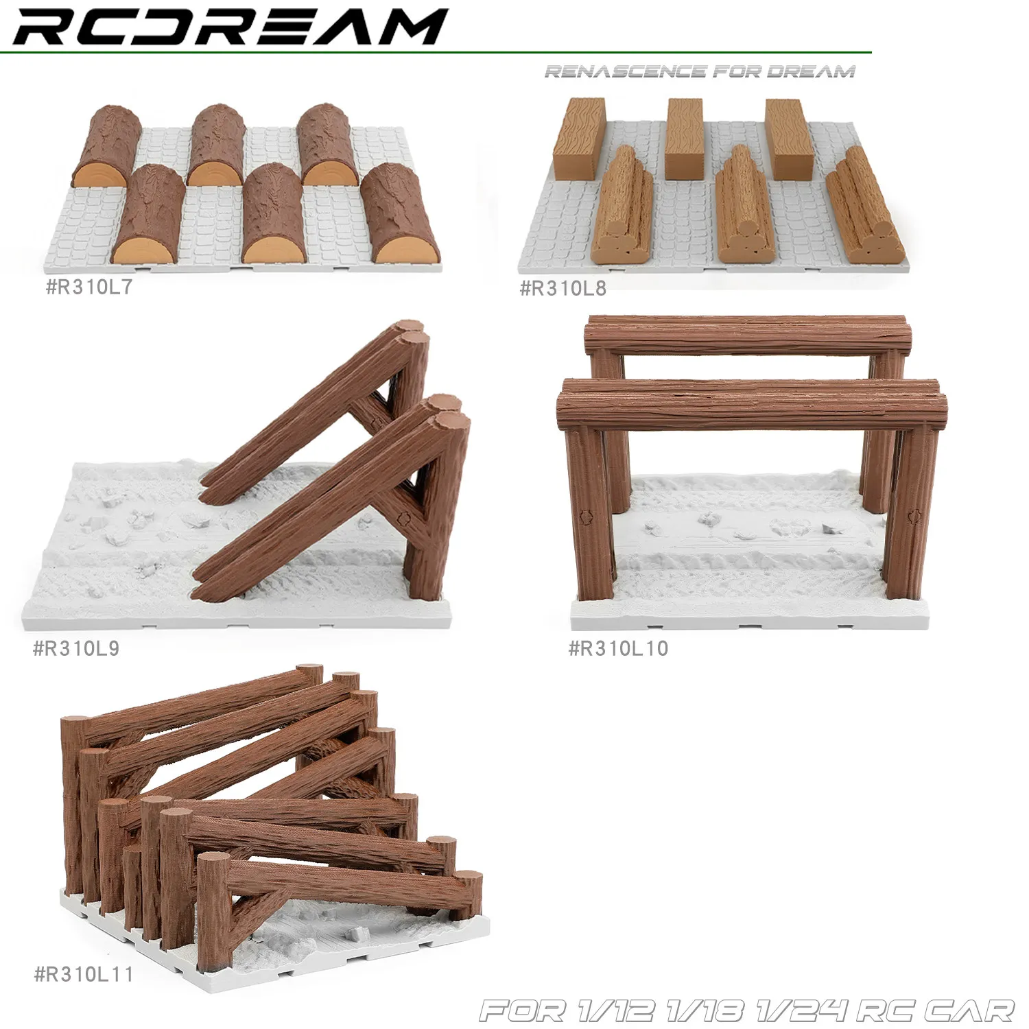 Rc 1/12 1/18 1/24 Simulation Wooden Pile Track Climbing Car Obstacle Trx4m Mn82