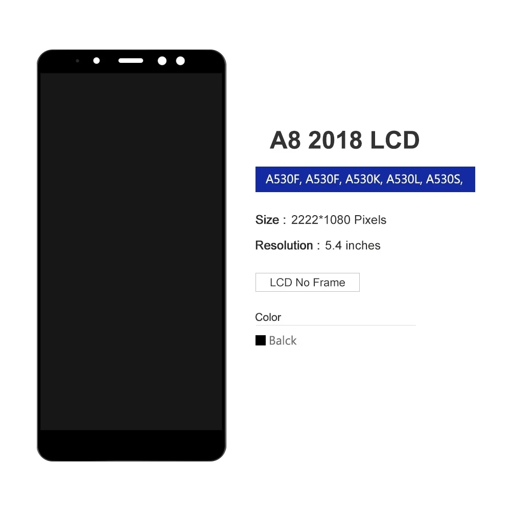 For Samsung Galaxy A8 2018 A530 LCD Display Touch Screen Digitizer Assembly A530F A530NS Replacement with Free Screwdriver Set