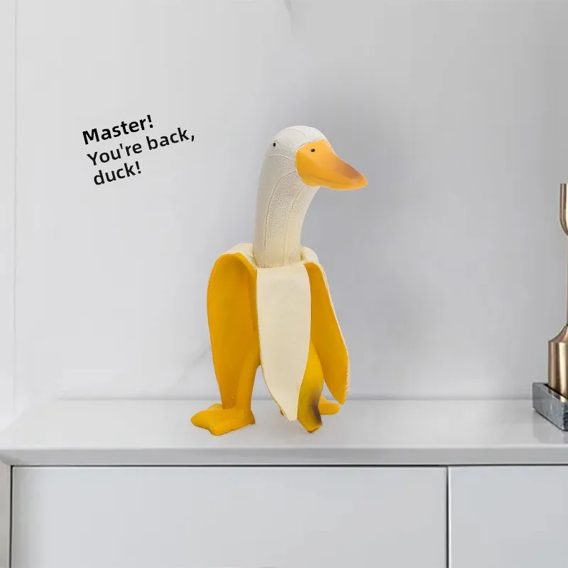 Creative Banana Duck Figurine – Cute Home Cartoon Birthday Gift Resin Craft Ornament Display Doll