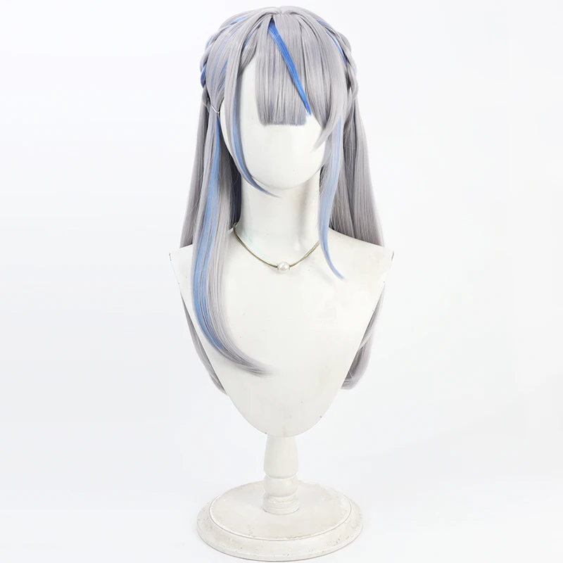 Nuovo Anime Vtuber Amagai Ruka Parrucca Cosplay Ragazza Argento Capelli lunghi Parrucche sintetiche resistenti al calore Carnevale di Halloween Prop