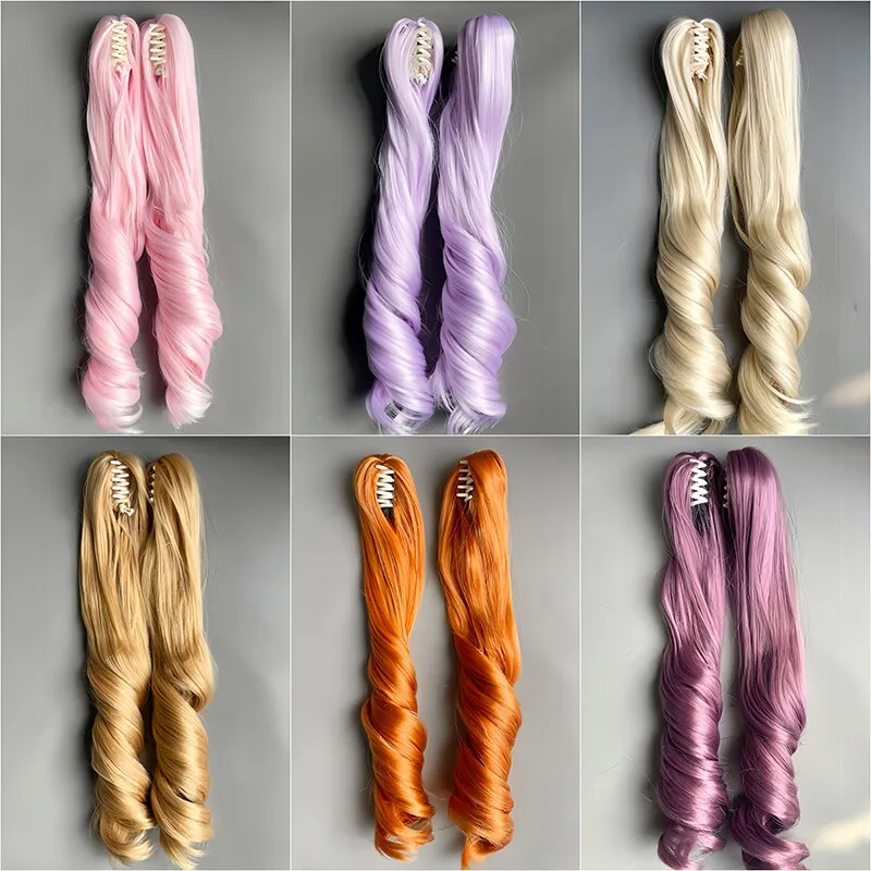 Customization Action Figures Gradient Color Roman Roll Soft Silk Length 25cm Detachable Wig Clip Model for Scene Decor Gift