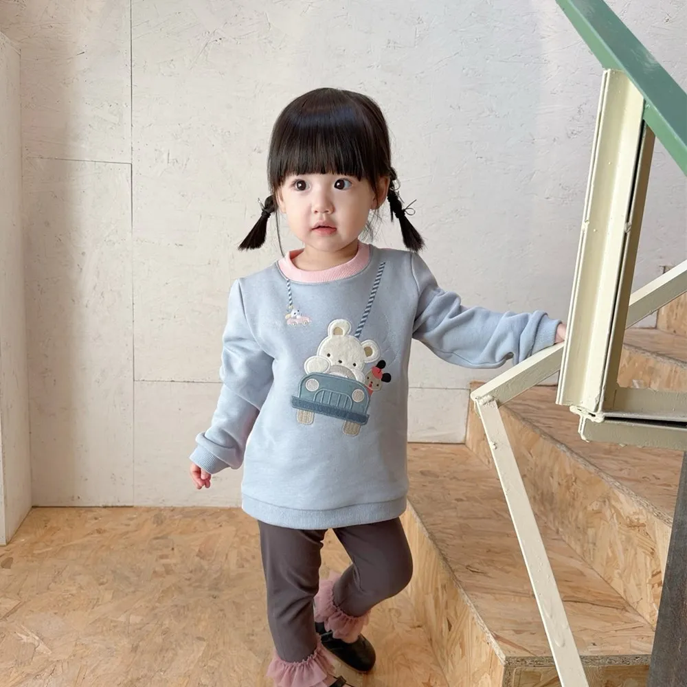 

baby girls clothes kids boys clothes Cartoon bear pattern embroidery Cute boy and girl hoodies pullover toddler sweatshirt