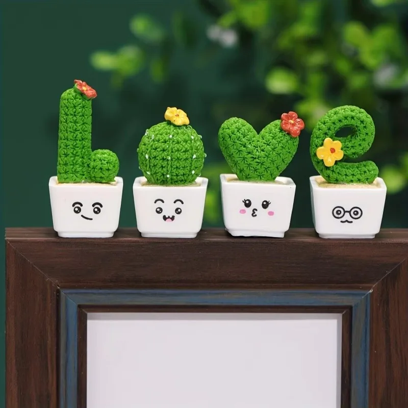 

Cactus Resin Plant Ornament, Small Pottery Cactus for Home Desktop Car Room Decor, Bedroom Cafe Tabletop Decoration