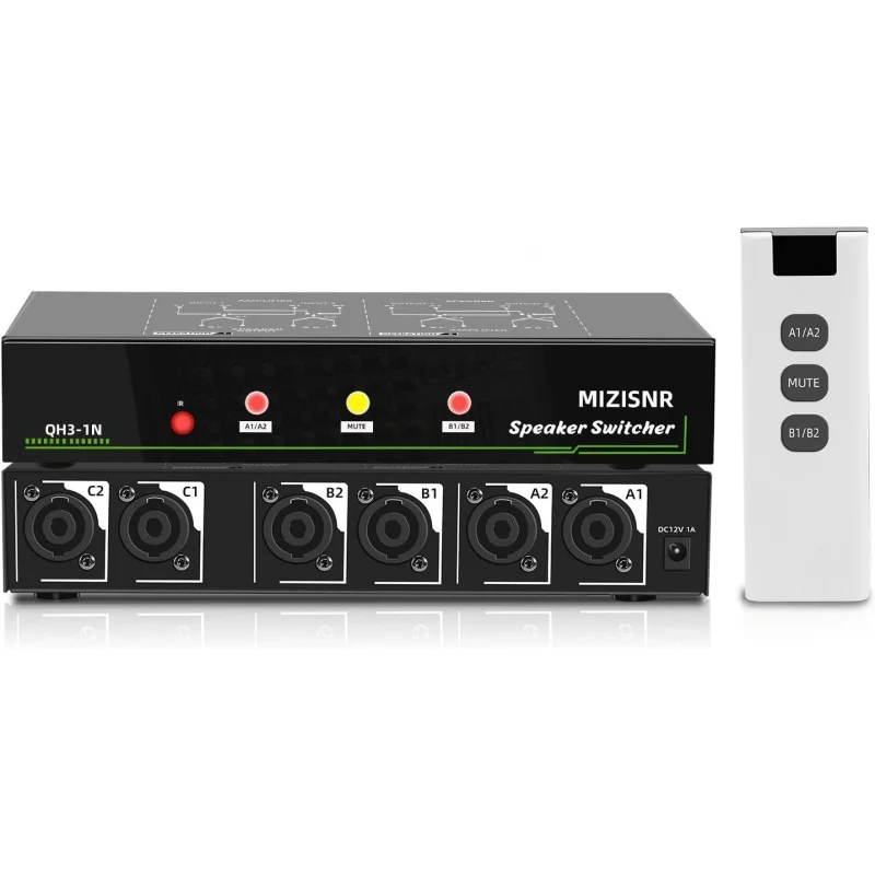 

Fuluode Speaker Selector Switch with Remote Control Amplifier Switcher 2-Way Speaker Splitter Loudspeaker Control Combiner Box
